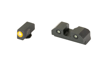 XS Sights, R3D 2.0, Tritium Night Sight, Fits Glock 17/19/22/23/24/26/27/31/32/33/34/35/36, Orange Front Outline, Green Tritium Front/Rear