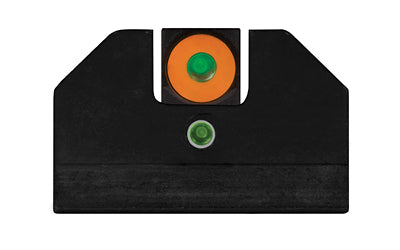 XS Sights, F8 Night Sight, Fits Glock Models 17/19/22/23/24/26/27/31/32/33/34/35/36/38/, Taurus G3c/GX4/New Production G3, Walther PDP, Green with Orange Outline Front, Green Rear, Tritium Front/Rear