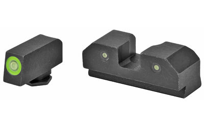 XS Sights, R3D Night Sights, Green Front Dot, Fits Glock 17/19/22/23/24/26/27/31/32/33/34/35/36/38, Taurus G3c/GX4/New Production G3, Walther PDP, Steel/Blued
